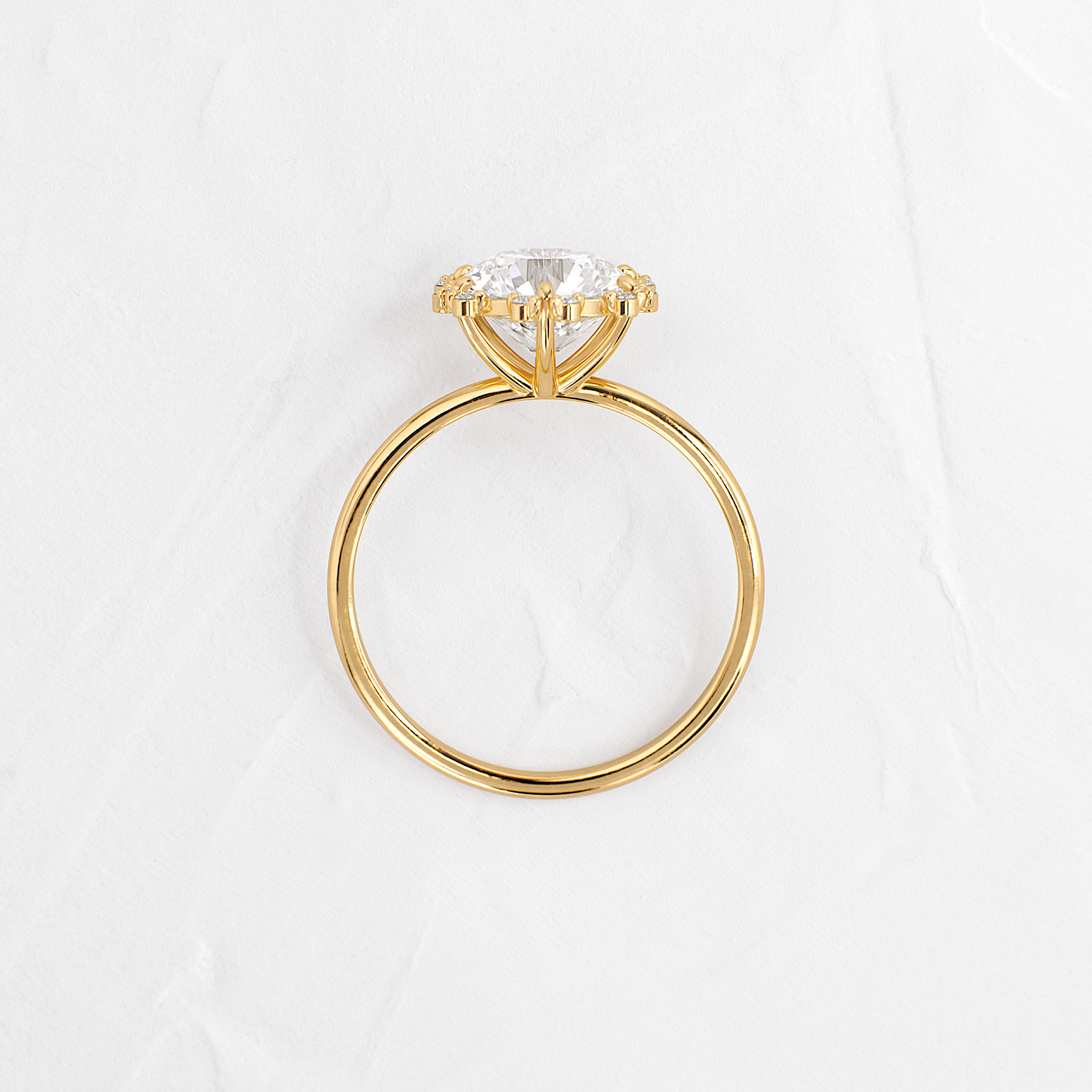 Flower Halo-Round Lab Grown Diamond Engagement Ring