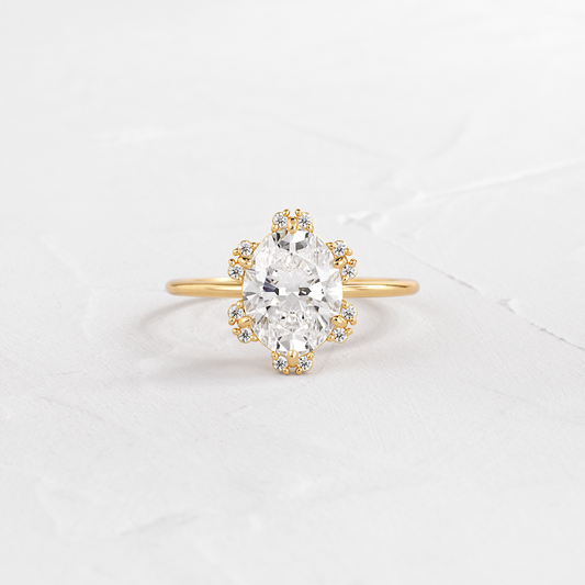 Flower Halo-Oval Lab Grown Diamond Engagement Ring