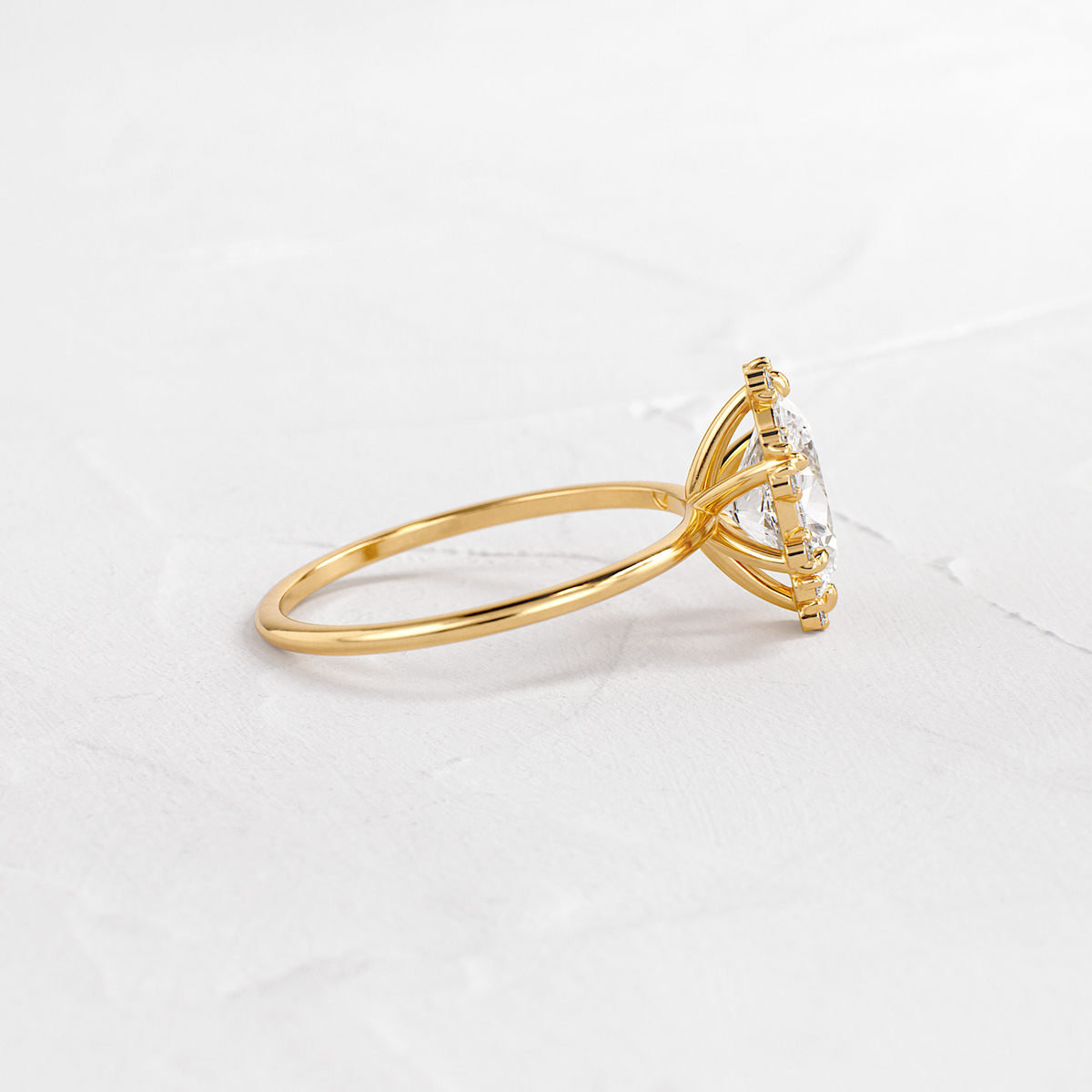 Flower Halo-Oval Lab Grown Diamond Engagement Ring