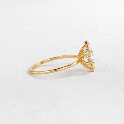 Flower Halo-Oval Lab Grown Diamond Engagement Ring