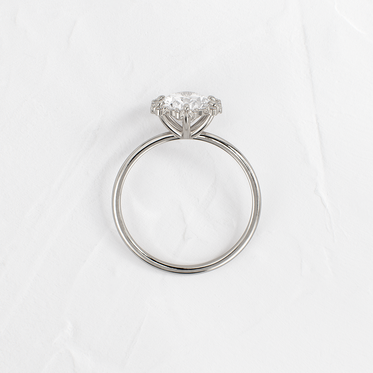 Flower Halo-Oval Lab Grown Diamond Engagement Ring