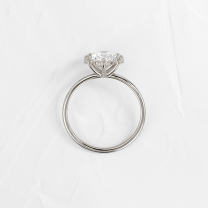 Flower Halo-Oval Lab Grown Diamond Engagement Ring