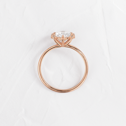 Flower Halo-Oval Lab Grown Diamond Engagement Ring