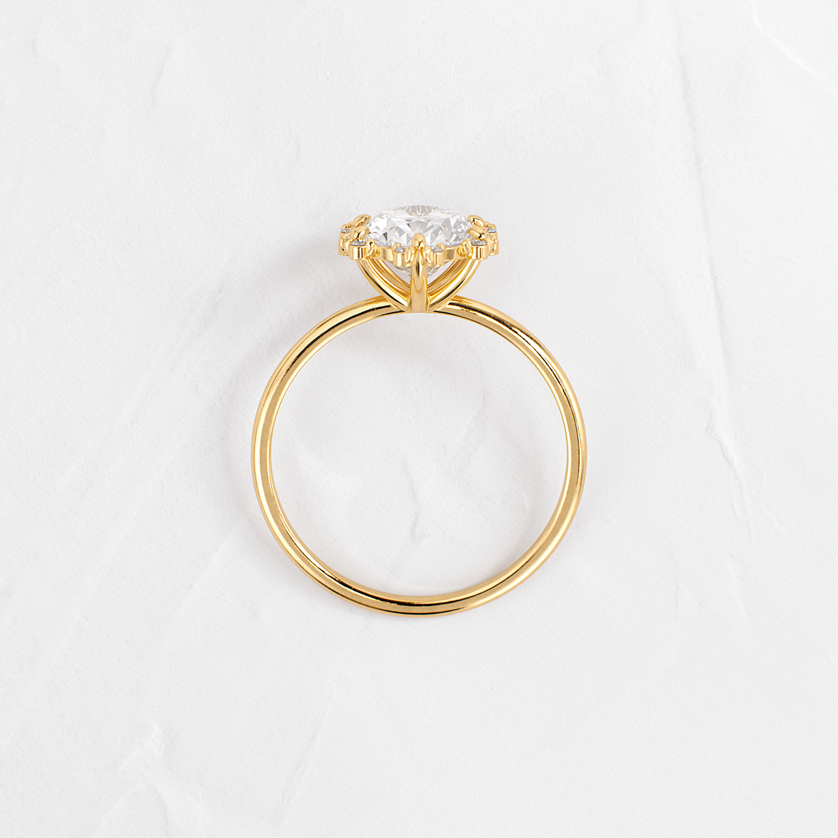 Flower Halo-Oval Lab Grown Diamond Engagement Ring