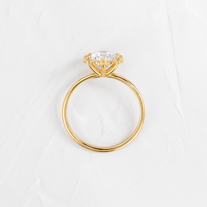 Flower Halo-Oval Lab Grown Diamond Engagement Ring