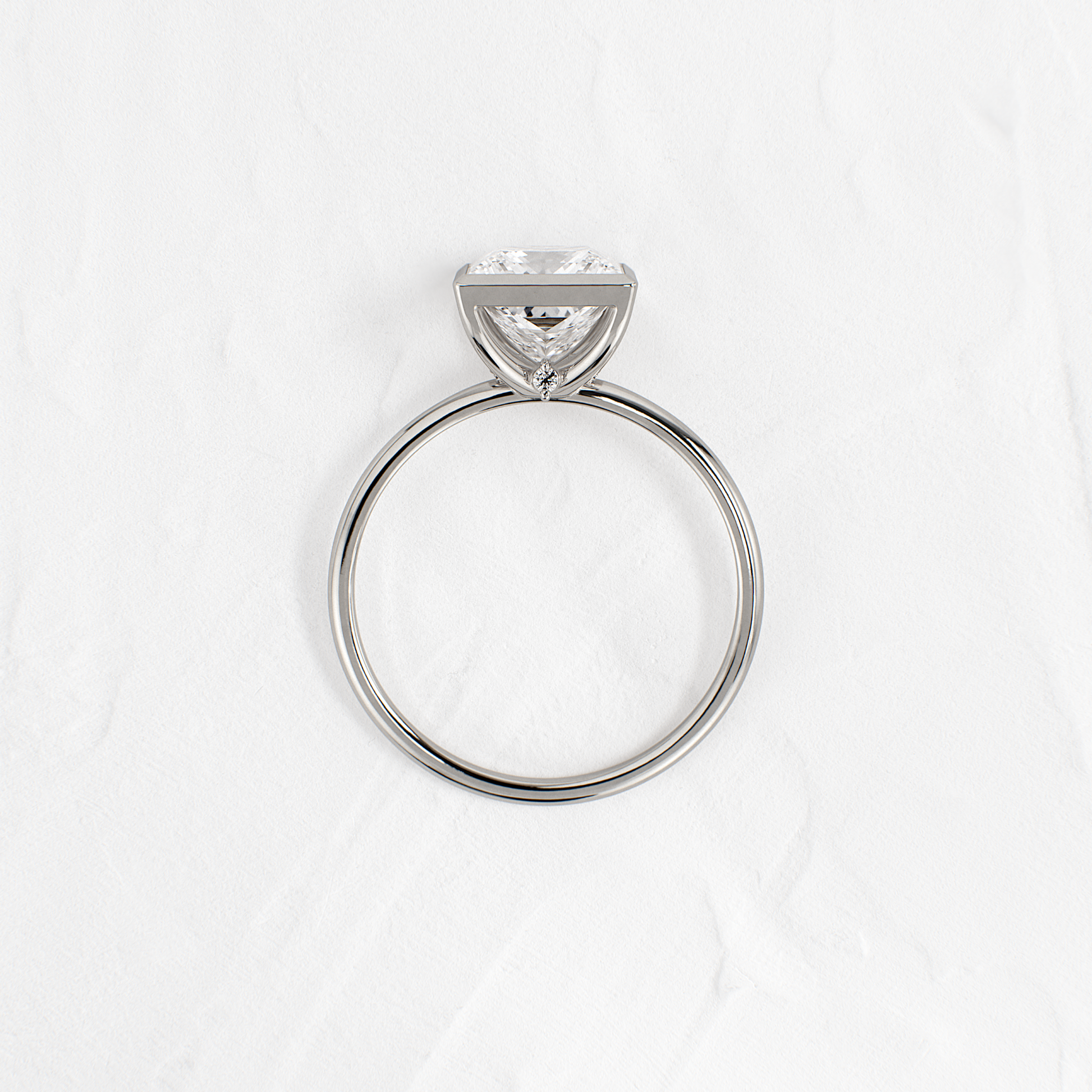 Solitaire Bezel with Hidden Stones-Princess Lab Grown Diamond Engagement Ring