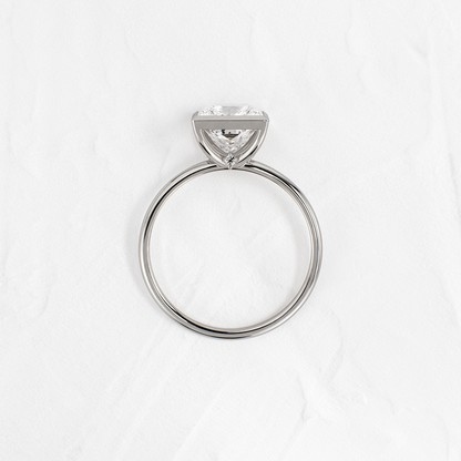Solitaire Bezel with Hidden Stones-Princess Lab Grown Diamond Engagement Ring