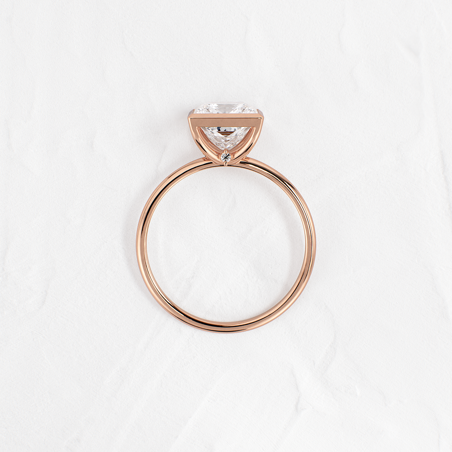 Solitaire Bezel with Hidden Stones-Princess Lab Grown Diamond Engagement Ring