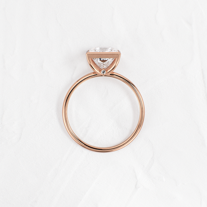 Solitaire Bezel with Hidden Stones-Princess Lab Grown Diamond Engagement Ring