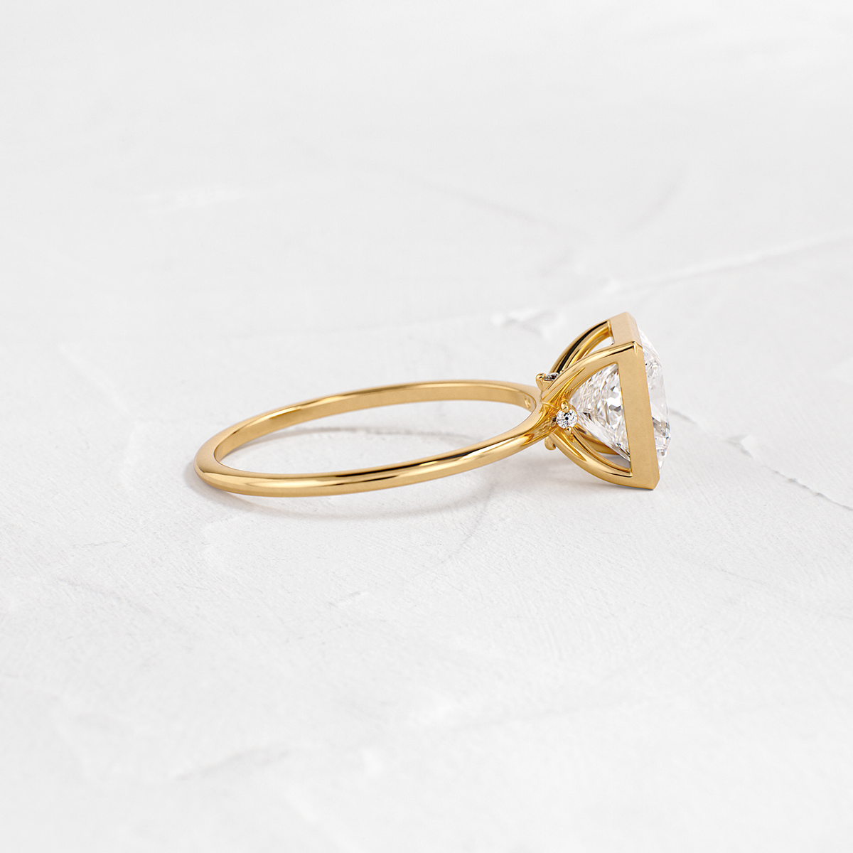 Solitaire Bezel with Hidden Stones-Princess Lab Grown Diamond Engagement Ring