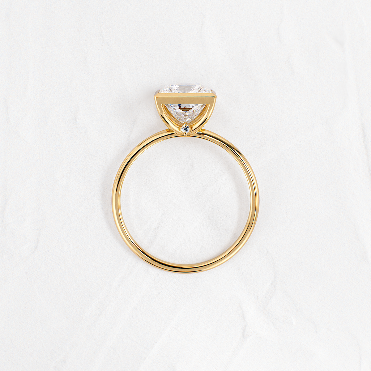 Solitaire Bezel with Hidden Stones-Princess Lab Grown Diamond Engagement Ring