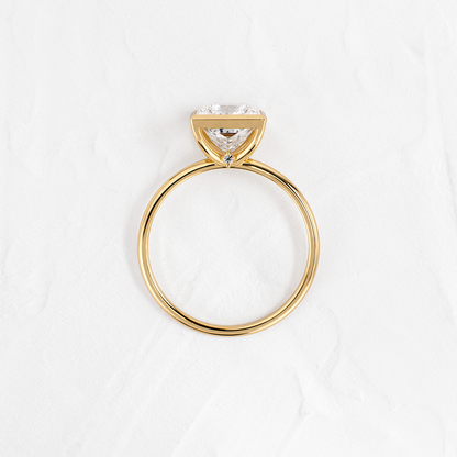 Solitaire Bezel with Hidden Stones-Princess Lab Grown Diamond Engagement Ring