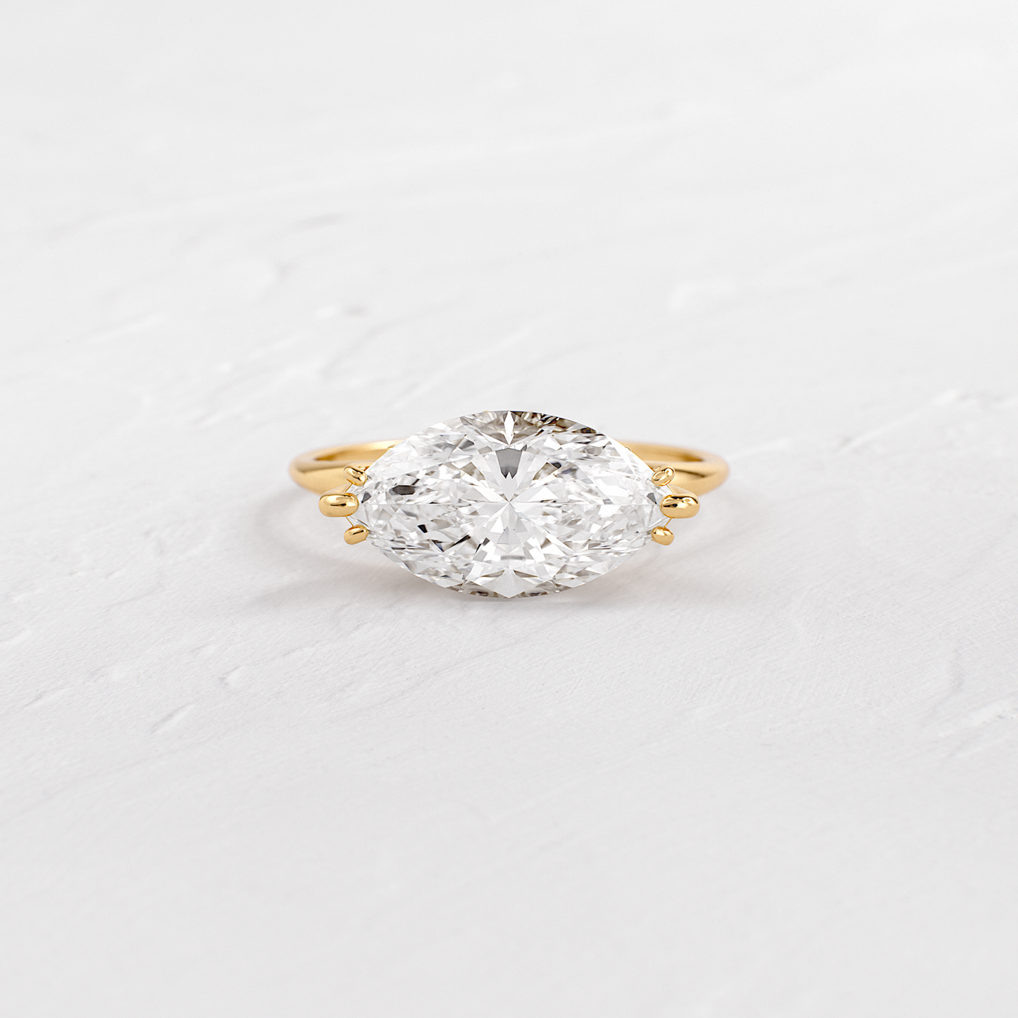 East West Solitaire with Hidden Stones-Marquise Lab Grown Diamond Engagement Ring