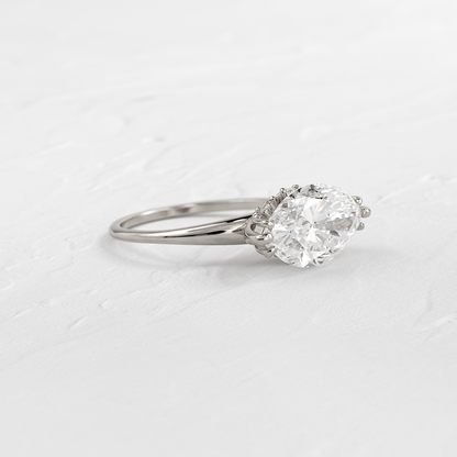 East West Solitaire with Hidden Stones-Marquise Lab Grown Diamond Engagement Ring