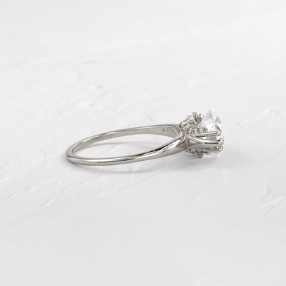 East West Solitaire with Hidden Stones-Marquise Lab Grown Diamond Engagement Ring