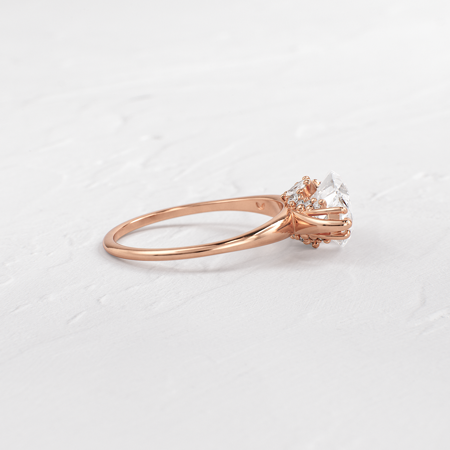 East West Solitaire with Hidden Stones-Marquise Lab Grown Diamond Engagement Ring