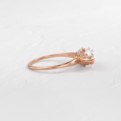 East West Solitaire with Hidden Stones-Marquise Lab Grown Diamond Engagement Ring