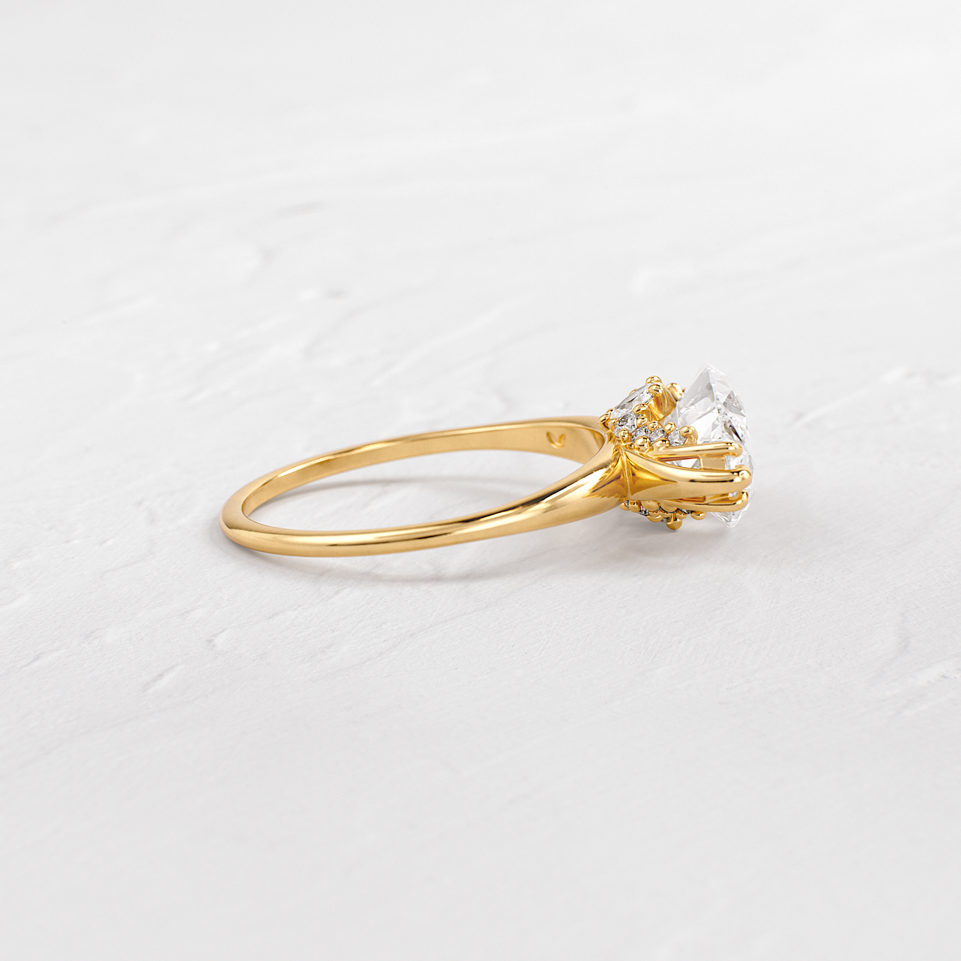 East West Solitaire with Hidden Stones-Marquise Lab Grown Diamond Engagement Ring