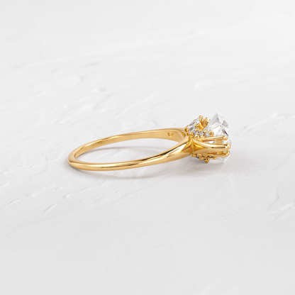East West Solitaire with Hidden Stones-Marquise Lab Grown Diamond Engagement Ring