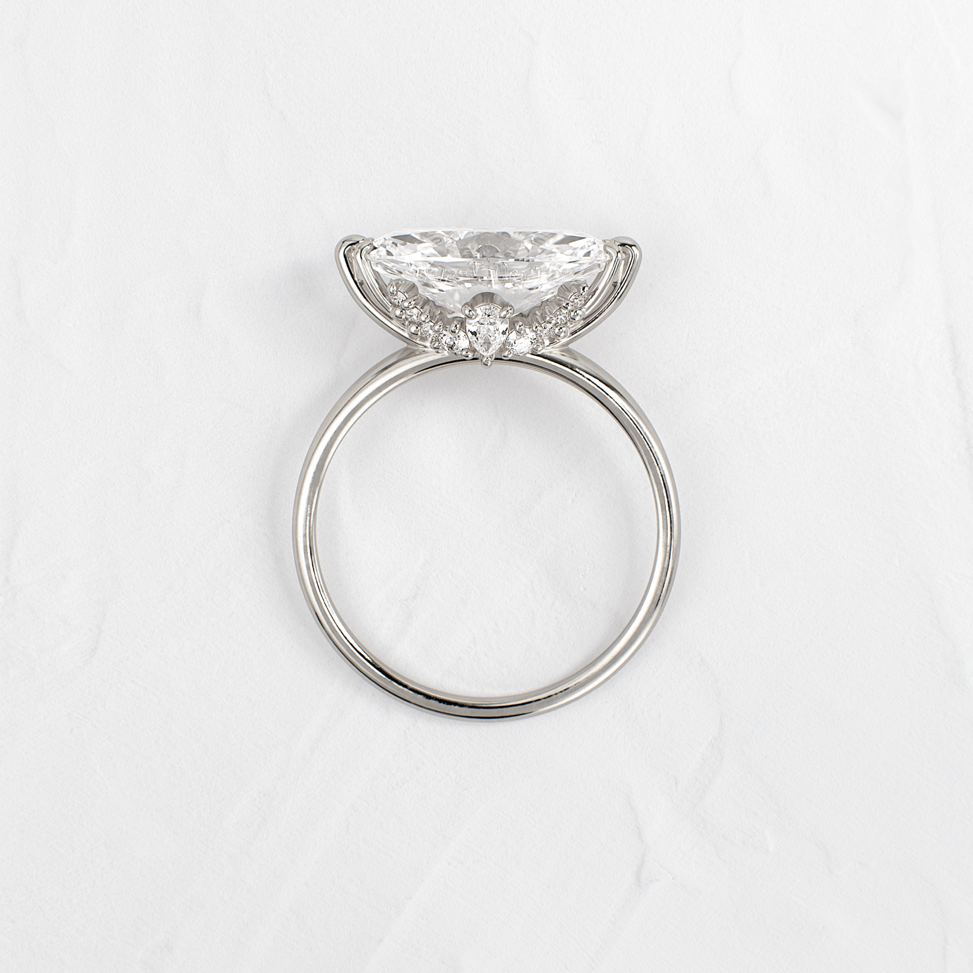 East West Solitaire with Hidden Stones-Marquise Lab Grown Diamond Engagement Ring