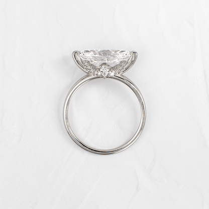 East West Solitaire with Hidden Stones-Marquise Lab Grown Diamond Engagement Ring