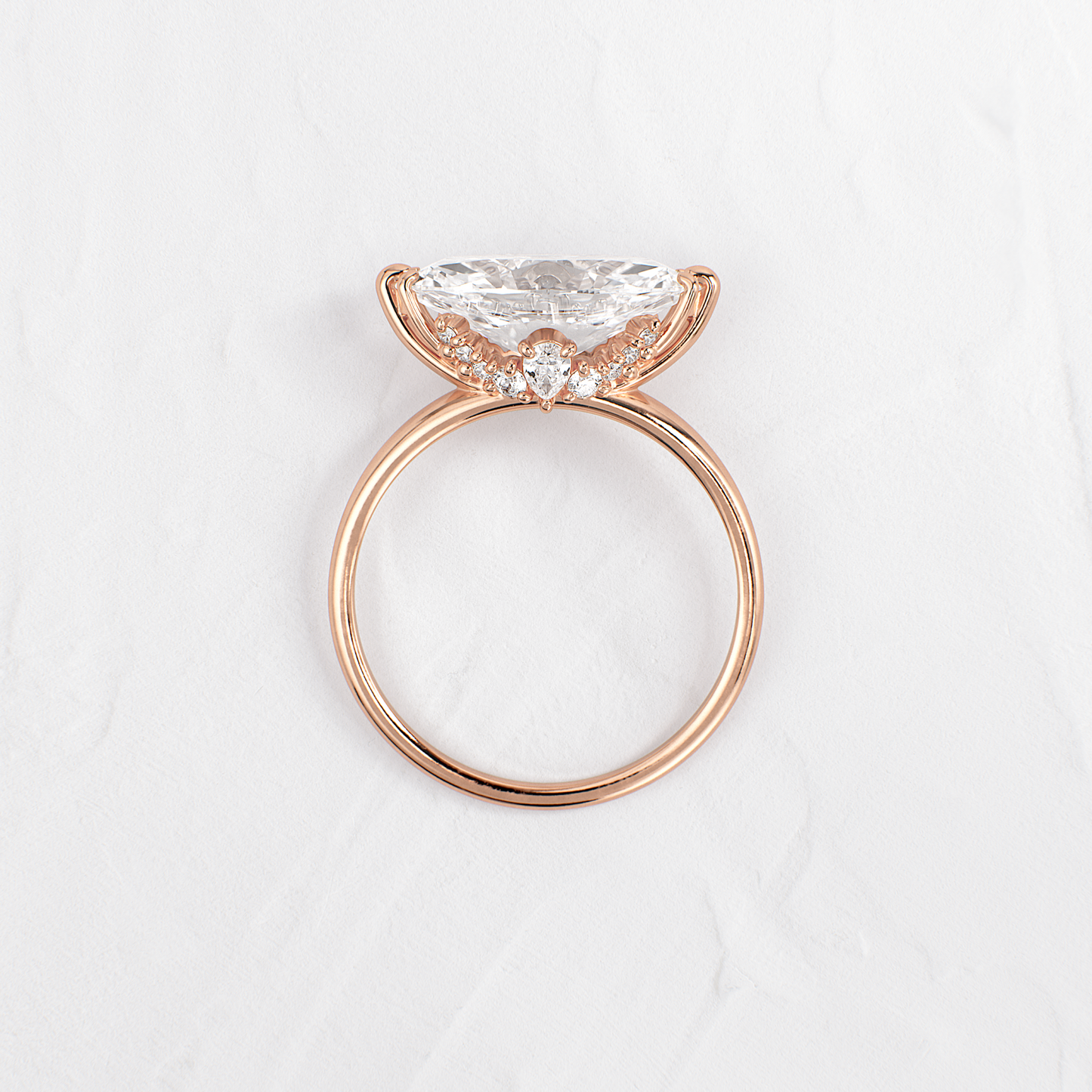 East West Solitaire with Hidden Stones-Marquise Lab Grown Diamond Engagement Ring