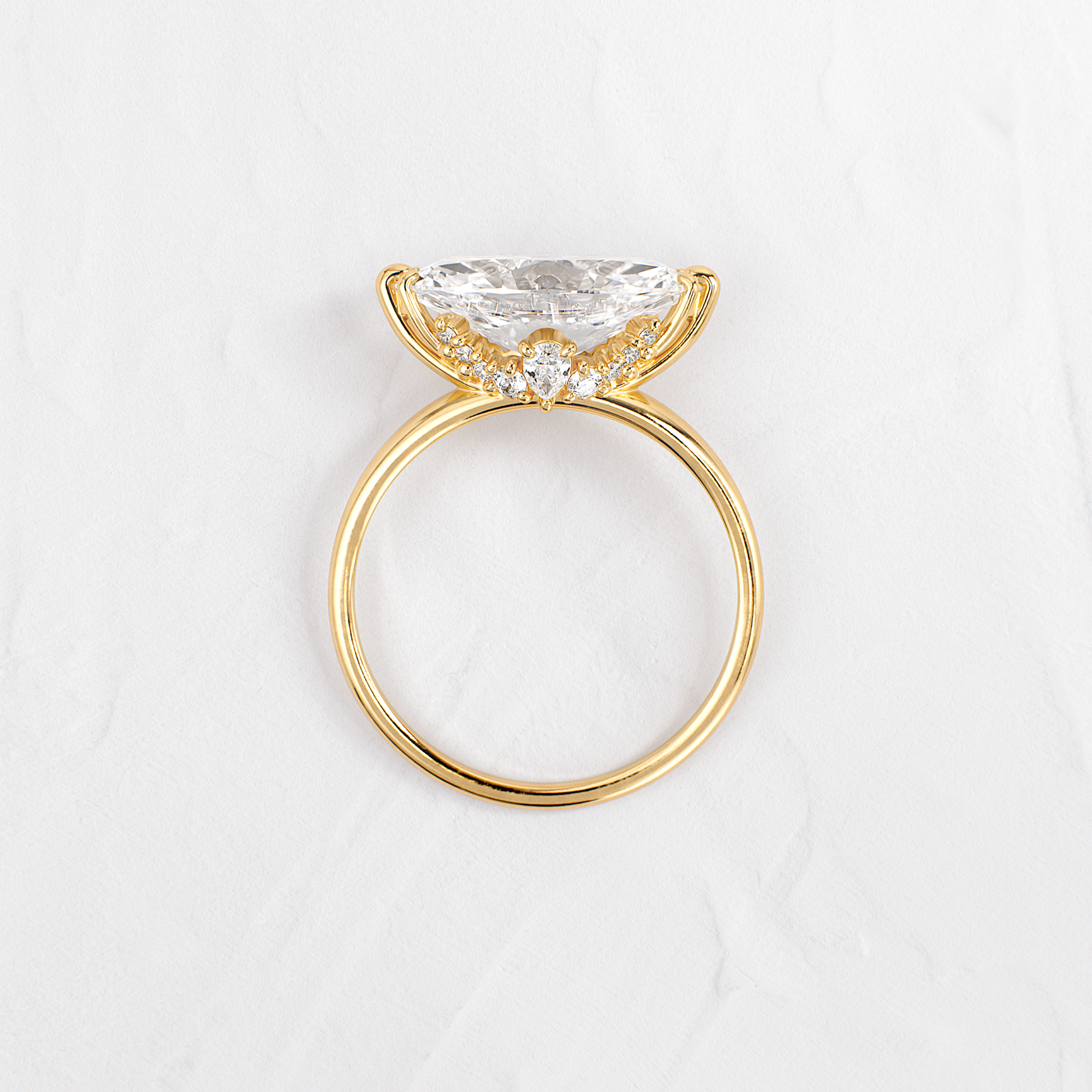East West Solitaire with Hidden Stones-Marquise Lab Grown Diamond Engagement Ring
