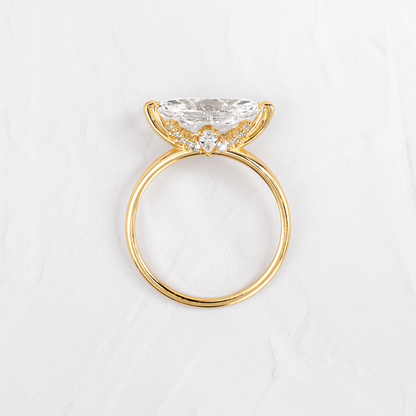 East West Solitaire with Hidden Stones-Marquise Lab Grown Diamond Engagement Ring