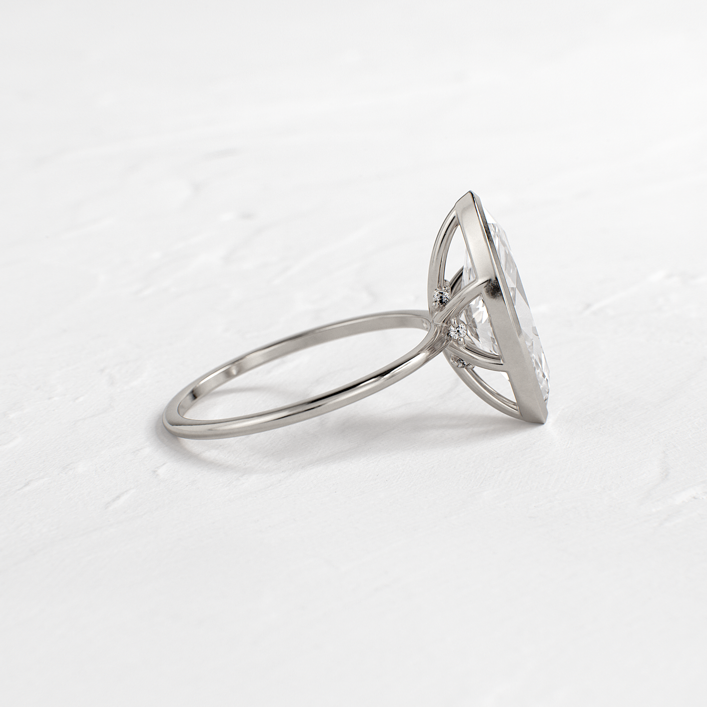 Solitaire Bezel with Hidden Stones-Marquise Lab Grown Diamond Engagement Ring