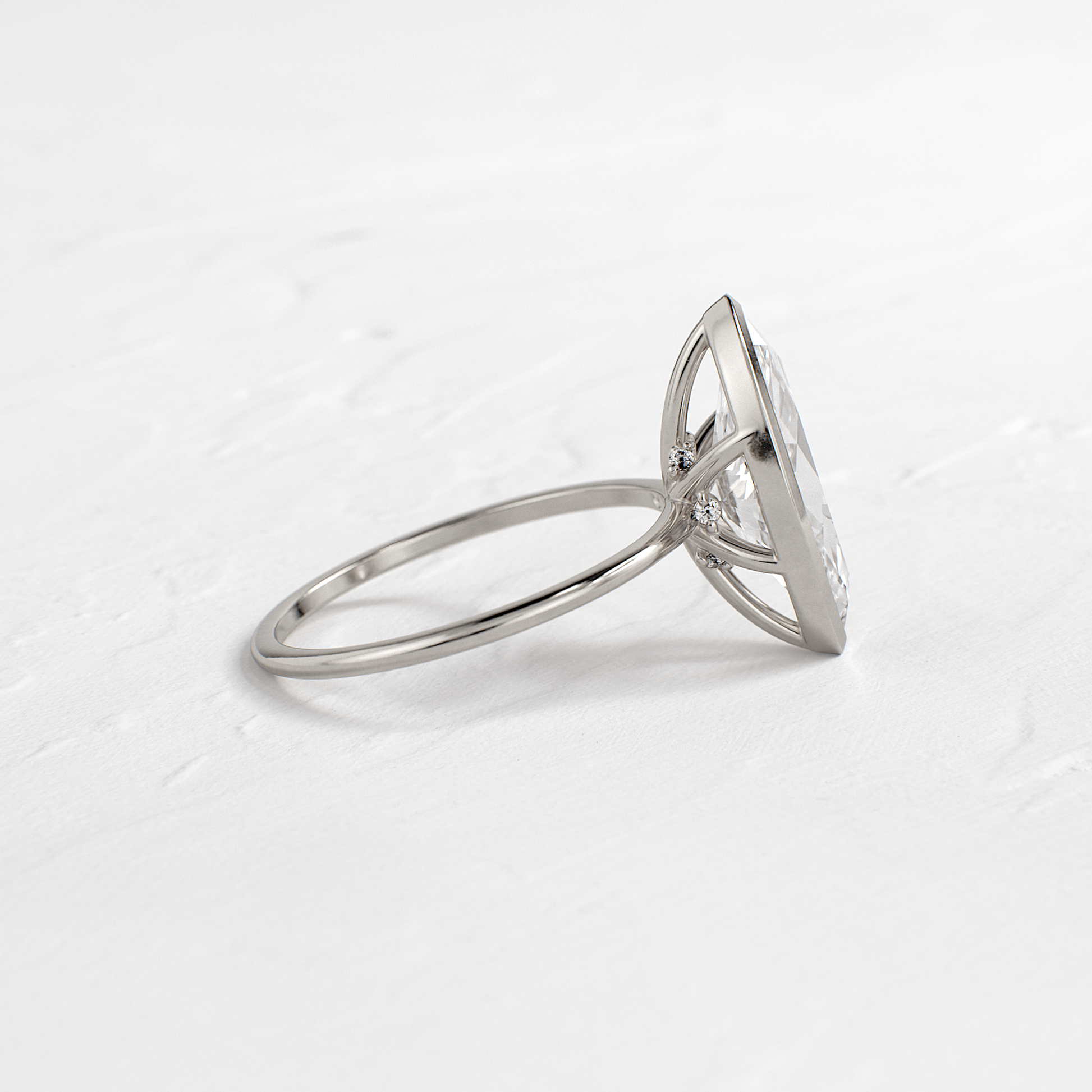 Solitaire Bezel with Hidden Stones-Marquise Lab Grown Diamond Engagement Ring