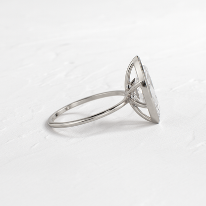Solitaire Bezel with Hidden Stones-Marquise Lab Grown Diamond Engagement Ring