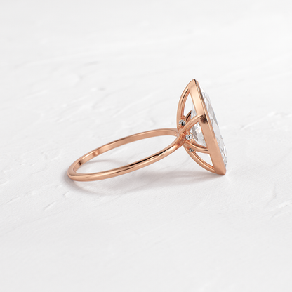 Solitaire Bezel with Hidden Stones-Marquise Lab Grown Diamond Engagement Ring