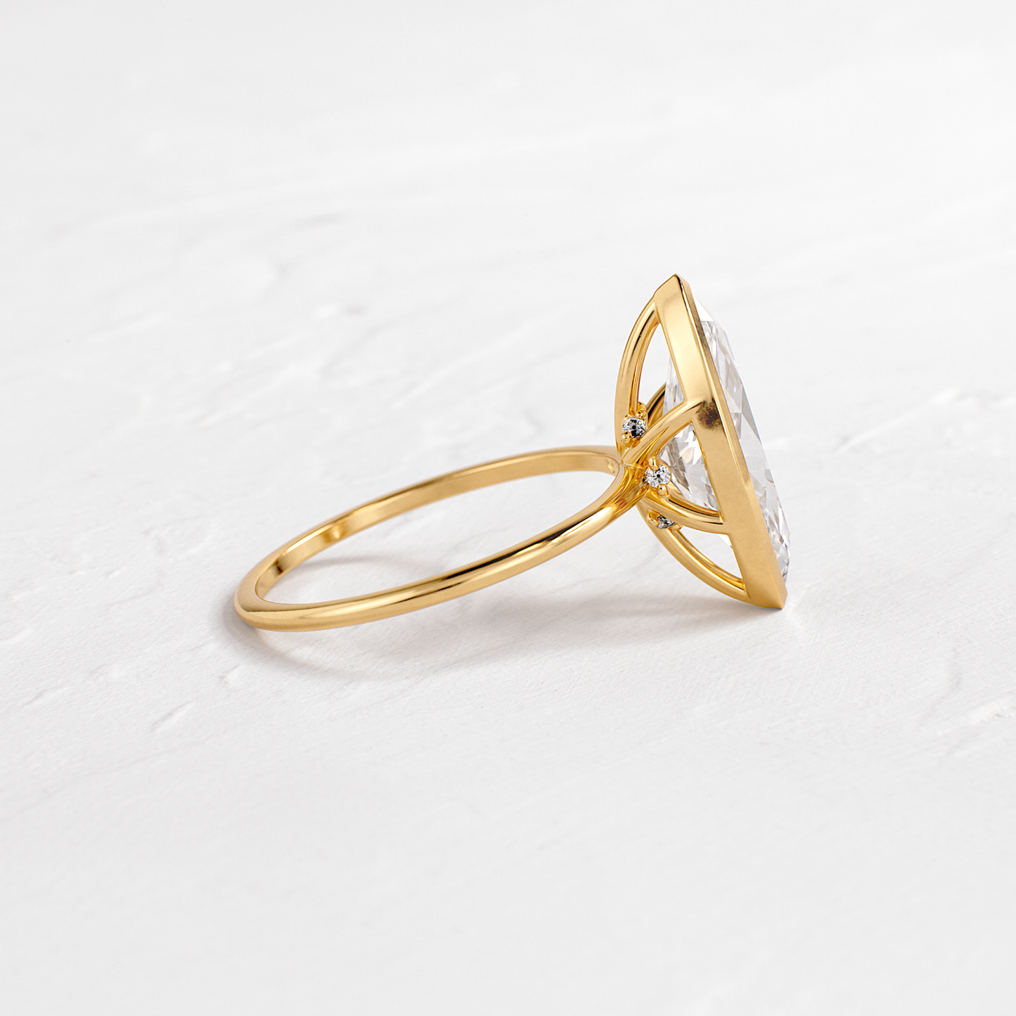 Solitaire Bezel with Hidden Stones-Marquise Lab Grown Diamond Engagement Ring