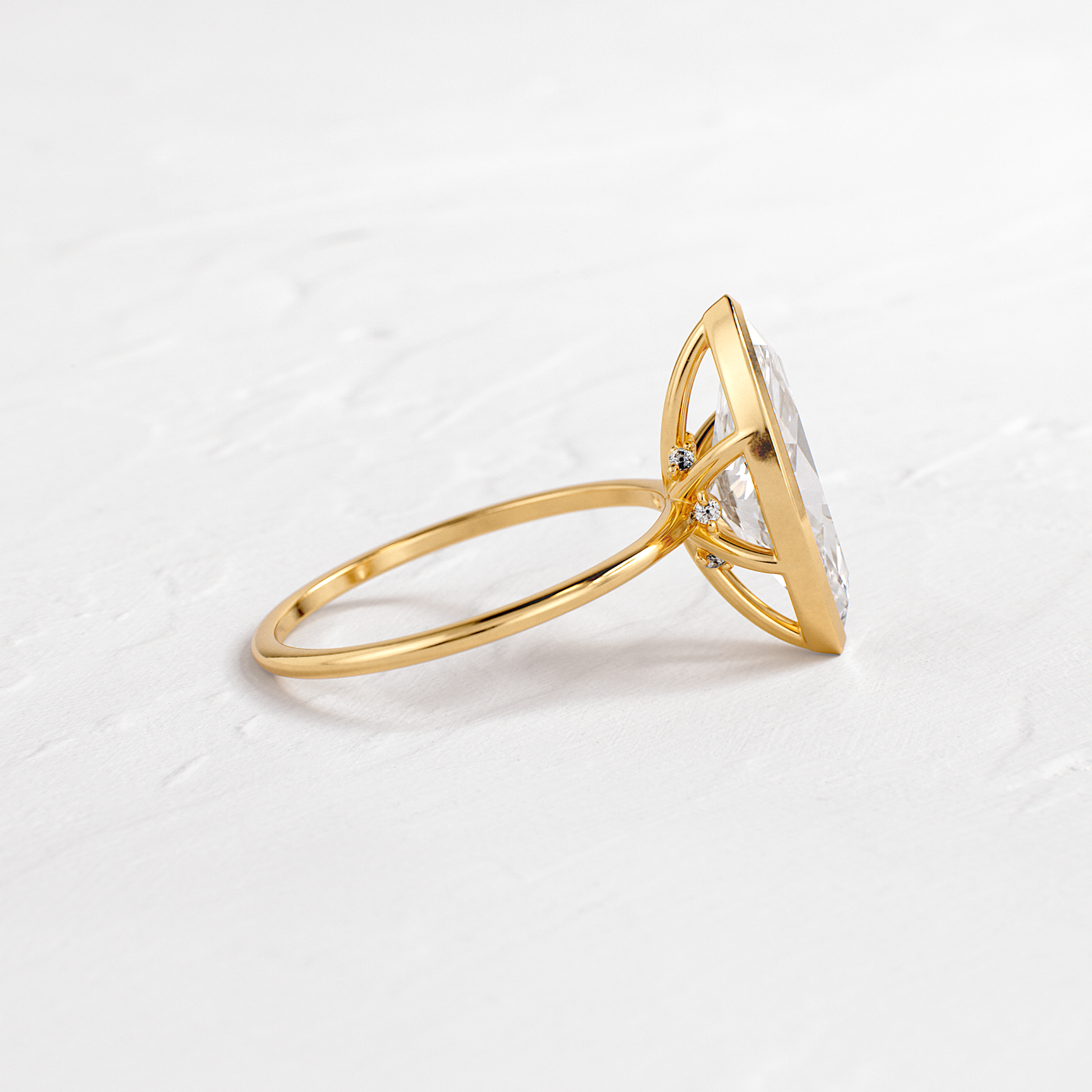 Solitaire Bezel with Hidden Stones-Marquise Lab Grown Diamond Engagement Ring