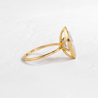 Solitaire Bezel with Hidden Stones-Marquise Lab Grown Diamond Engagement Ring