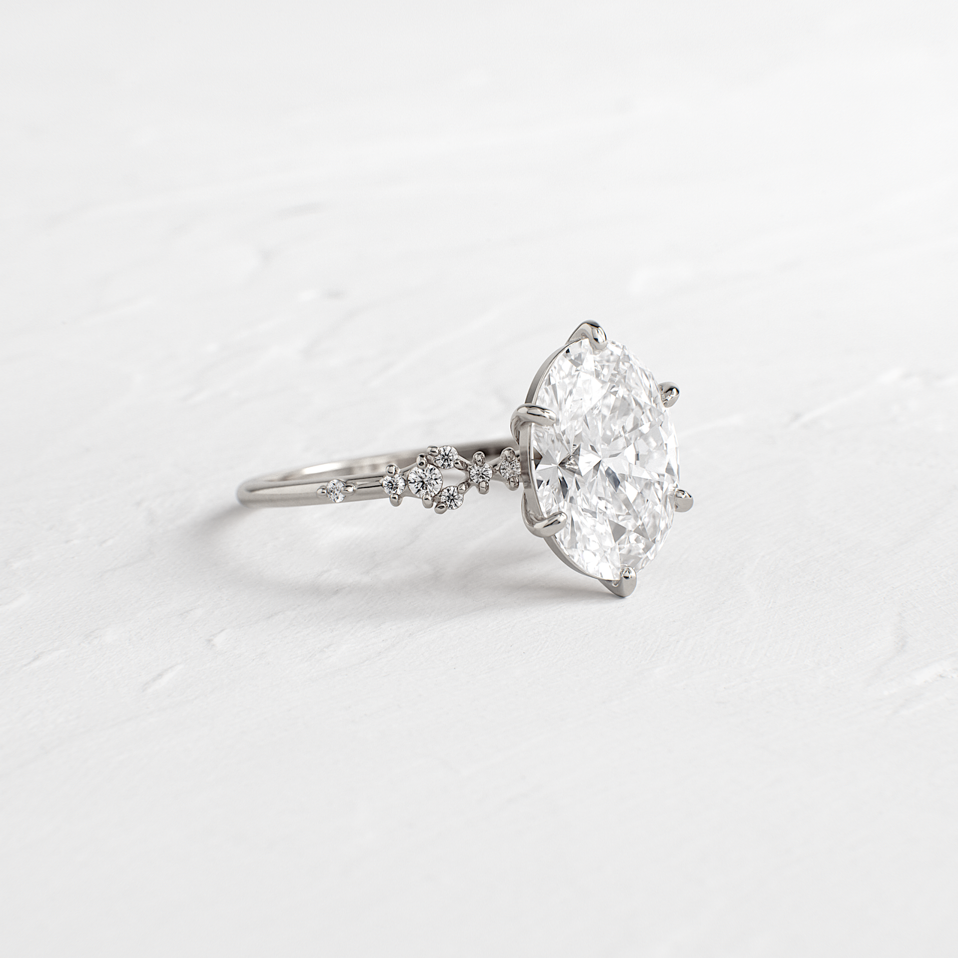 Cluster Style-Oval Lab Grown Diamond Engagement Ring