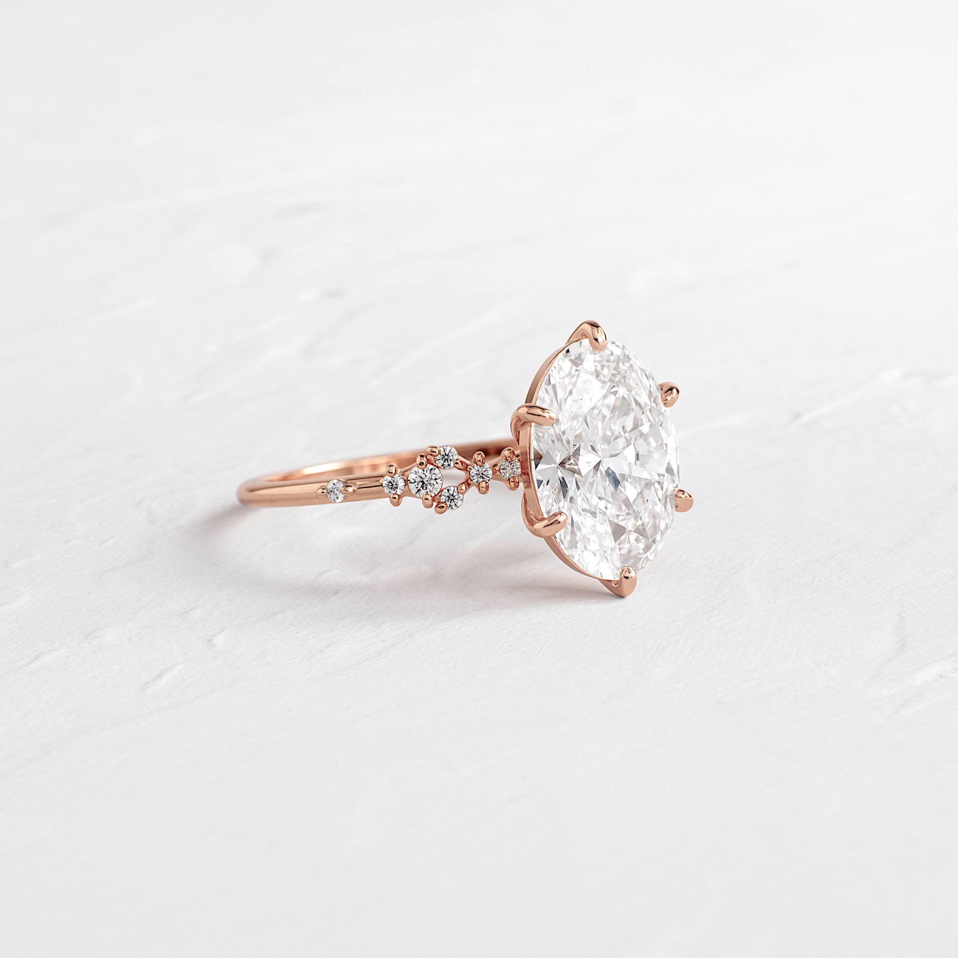 Cluster Style-Oval Lab Grown Diamond Engagement Ring