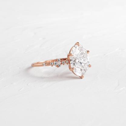 Cluster Style-Oval Lab Grown Diamond Engagement Ring