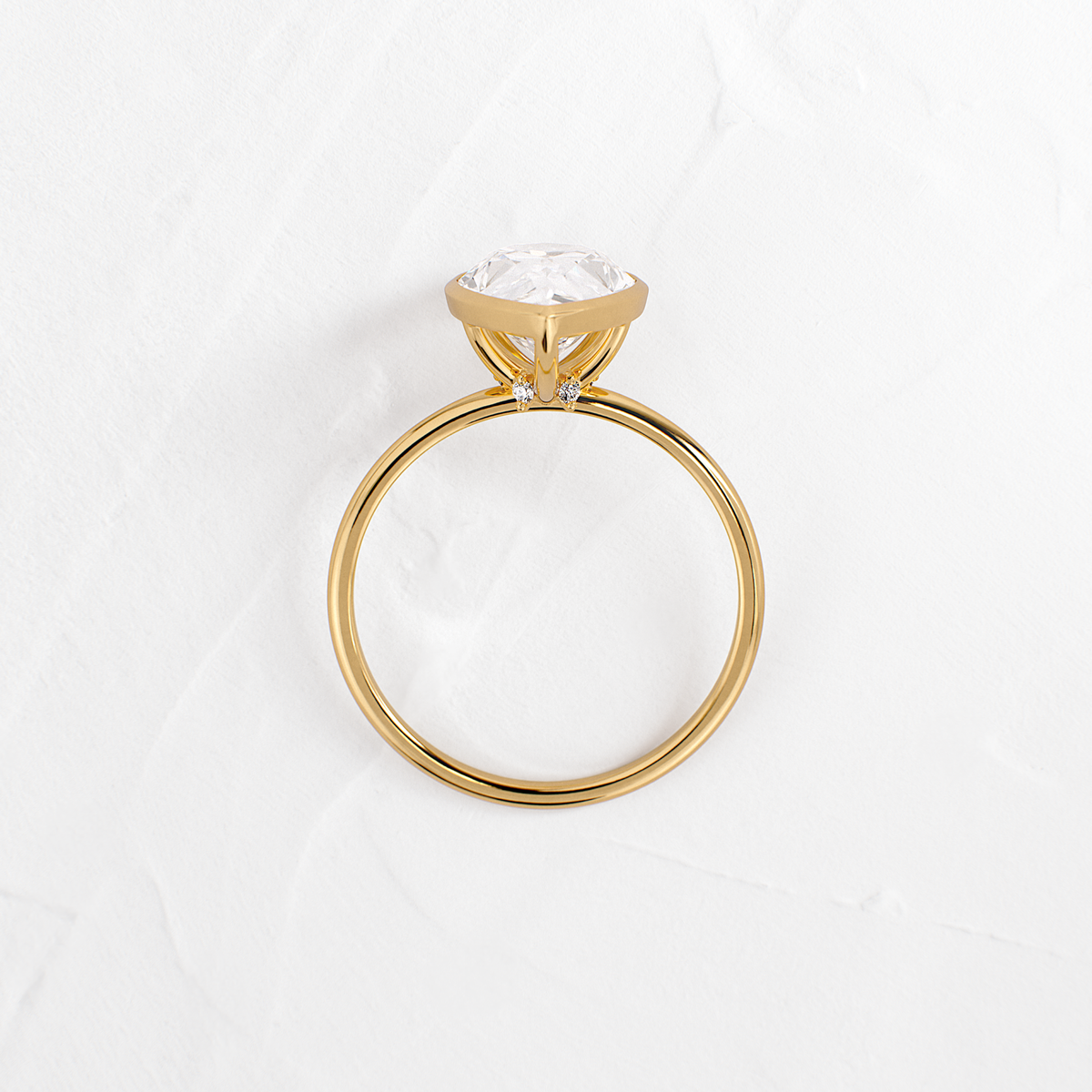 Solitaire Bezel with Hidden Stones-Pear Lab Grown Diamond Engagement Ring