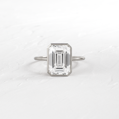 Solitaire Bezel with Hidden Stone-Emerald Lab Grown Diamond Engagement Ring