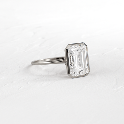 Solitaire Bezel with Hidden Stone-Emerald Lab Grown Diamond Engagement Ring