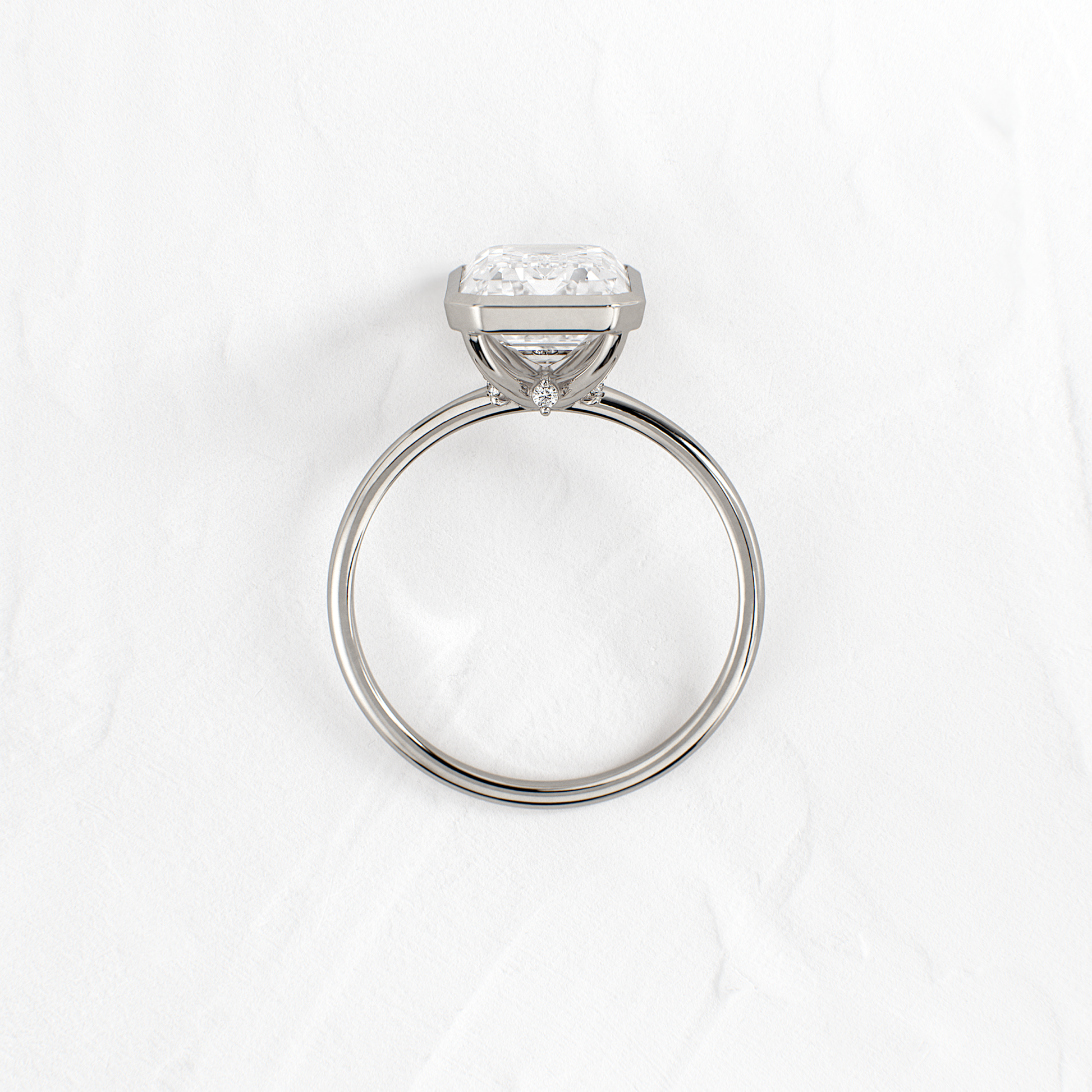 Solitaire Bezel with Hidden Stone-Emerald Lab Grown Diamond Engagement Ring