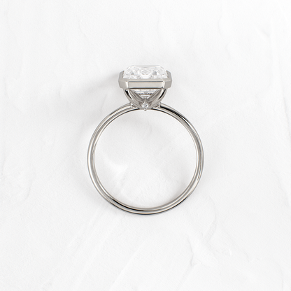 Solitaire Bezel with Hidden Stone-Emerald Lab Grown Diamond Engagement Ring