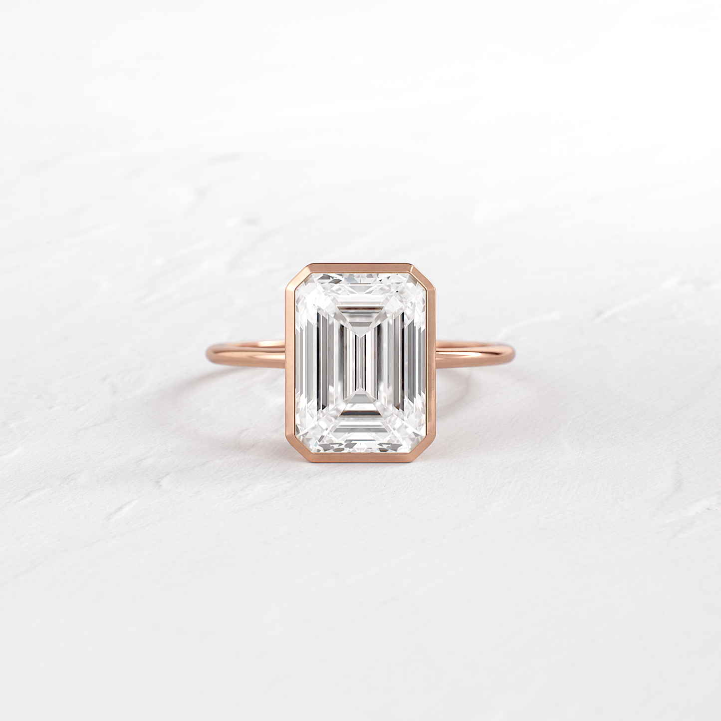 Solitaire Bezel with Hidden Stone-Emerald Lab Grown Diamond Engagement Ring