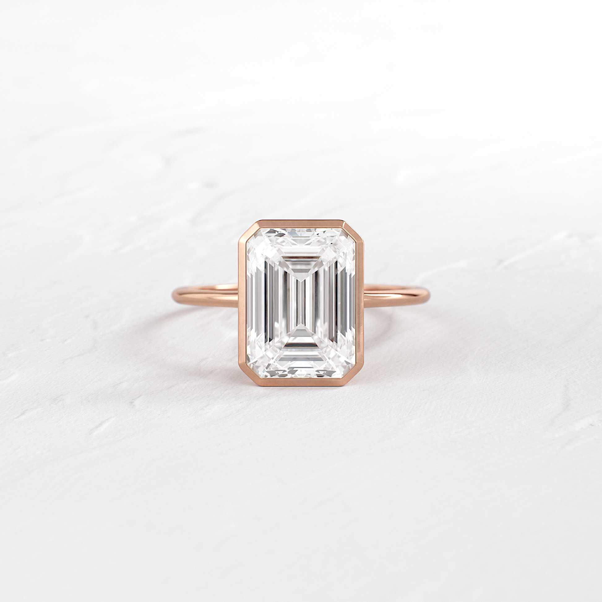 Solitaire Bezel with Hidden Stone-Emerald Lab Grown Diamond Engagement Ring