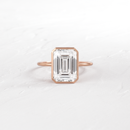 Solitaire Bezel with Hidden Stone-Emerald Lab Grown Diamond Engagement Ring