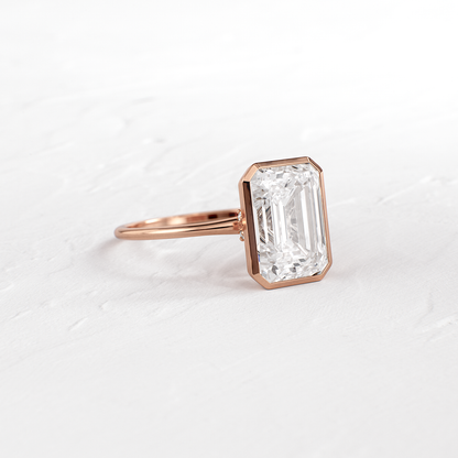 Solitaire Bezel with Hidden Stone-Emerald Lab Grown Diamond Engagement Ring