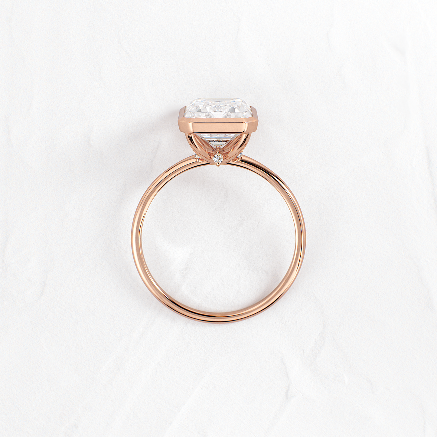 Solitaire Bezel with Hidden Stone-Emerald Lab Grown Diamond Engagement Ring