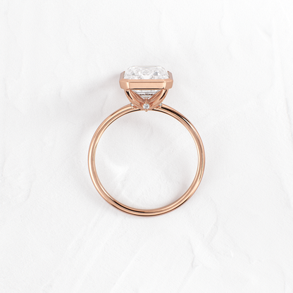 Solitaire Bezel with Hidden Stone-Emerald Lab Grown Diamond Engagement Ring