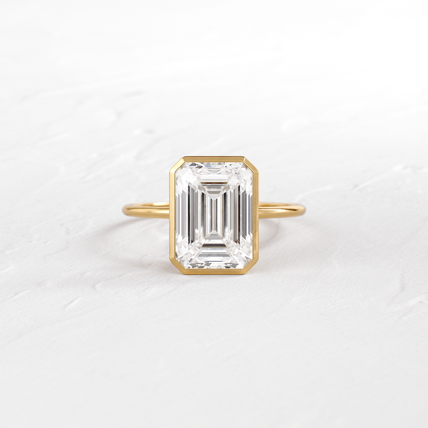 Solitaire Bezel with Hidden Stone-Emerald Lab Grown Diamond Engagement Ring